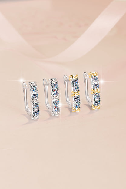 Two-tone Cross Earrings S925 Sterling Silver Light Luxury Fashion European and American Cross-border Personality Minimalist Style Moissanite Earrings