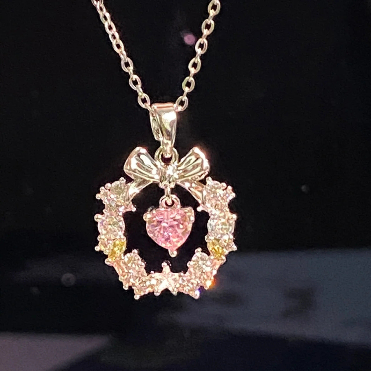 Flower of Love Christmas Bow Necklace for Women