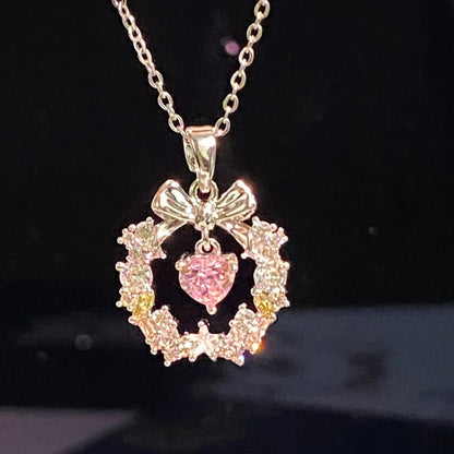 Flower of Love Christmas Bow Necklace for Women