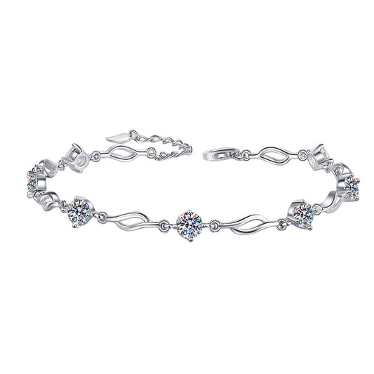Pure Silver Bracelet S925 Jewelry Exquisite Fashion Seven Princess Jewelry Wholesale Cross-Border High-Grade Colorful Moissanite Hand Accessories
