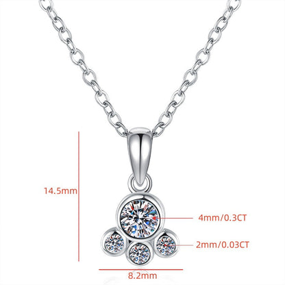 S925 Sterling Silver Necklace Cute Sweet Bear Paw Moissanite Pendant Full Moissanite Fashion Jewelry Wholesale
