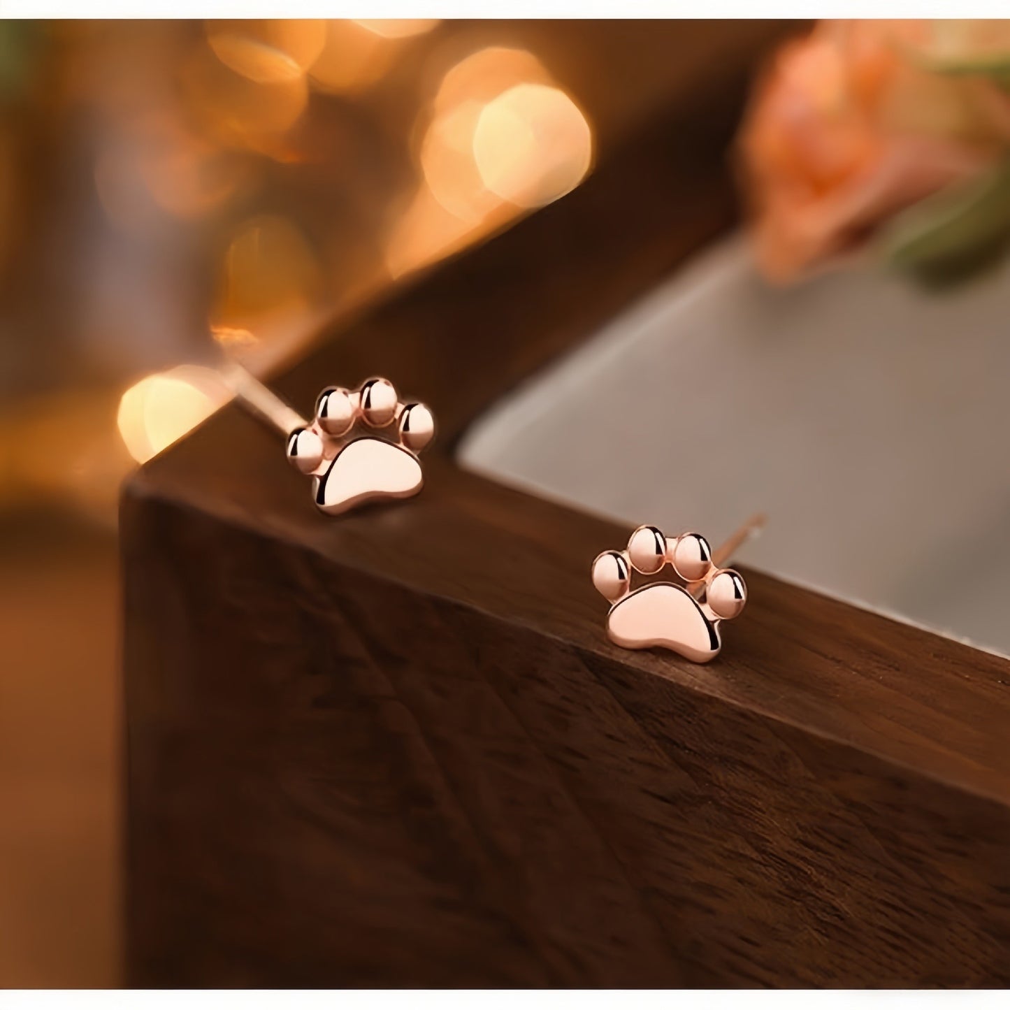 S925 Sterling Silver Needle Small Cat Paw Earrings for Women