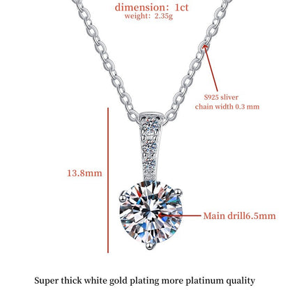 Live Cross-Border Hot-Selling Moissanite Necklace Elegant Versatile Light Luxury High-End Feel Women's S925 Sterling Silver Collarbone Chain