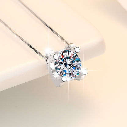 S925 Sterling Silver Women's Necklace Moissanite Bull Head Vintage Pendant GRA Hot Sale Ins Jewelry Wholesale Rococo Style