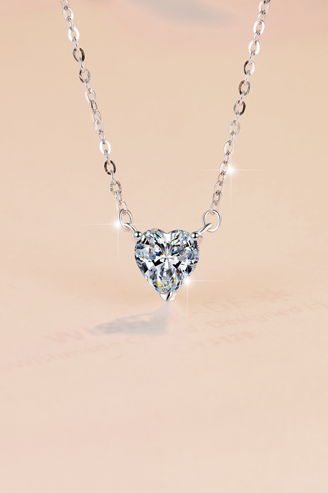 Sterling Silver Women's Necklace Heart-shaped Moissanite 1CT Carat Pendant Fashion Korean