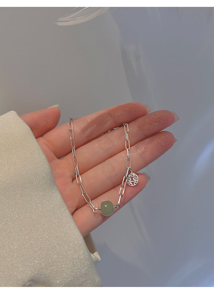 Transshipment Bead Jade Double Happiness Bracelet for Women