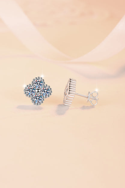 S925 Sterling Silver Earrings Four-Leaf Clover Inlaid with Moissanite Light Luxury Fashion Jewelry Moissanite Earrings for Women