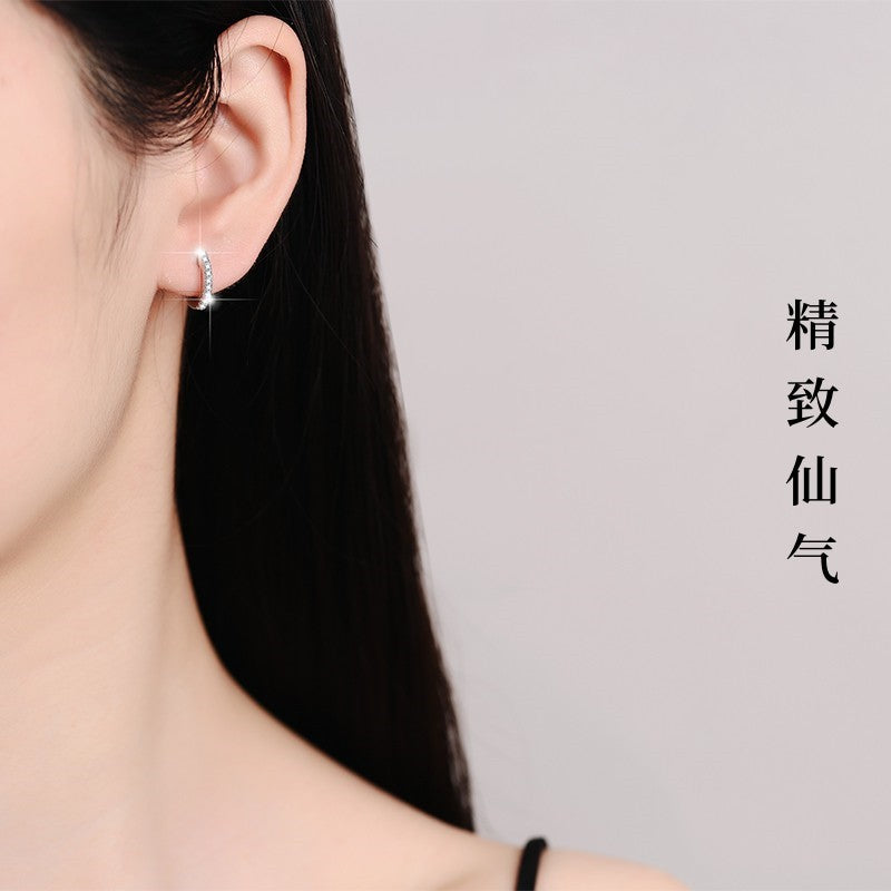 S925 Sterling Silver Earrings Ear Jewelry Ear Clips Round Geometric Simple Fashion Moissanite Jewelry Stud Earrings for Women