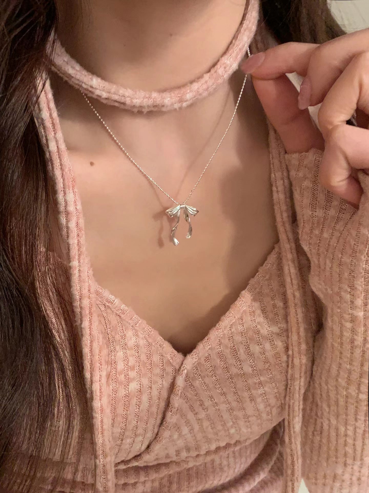 Ballet Style Bow Necklace for Women Fashion Niche Design