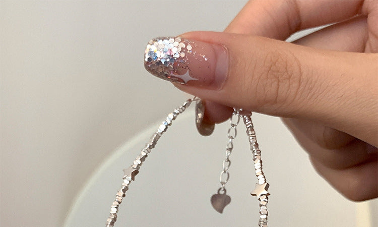 Broken Silver Five-Pointed Star Bracelet for Women Fashionable