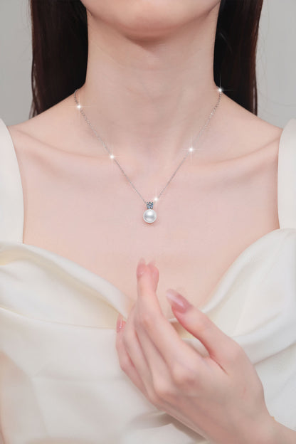 Summer New Freshwater Pearl Simple Korean Version Moissanite Collarbone Chain Factory Source S925 Sterling Silver Necklace Wholesale