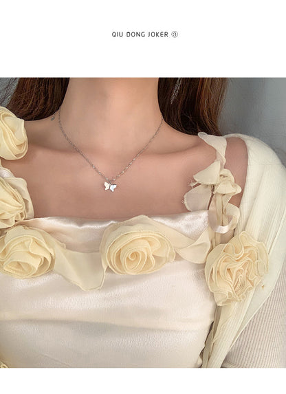 Woven Chain Butterfly Necklace Female Clavicle Chain Niche Design