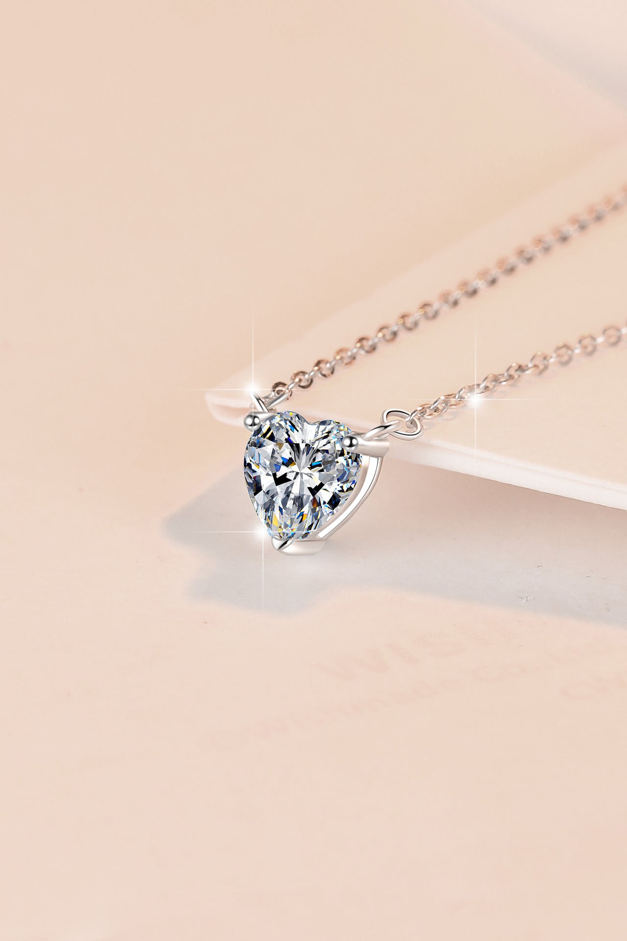 Sterling Silver Women's Necklace Heart-shaped Moissanite 1CT Carat Pendant Fashion Korean