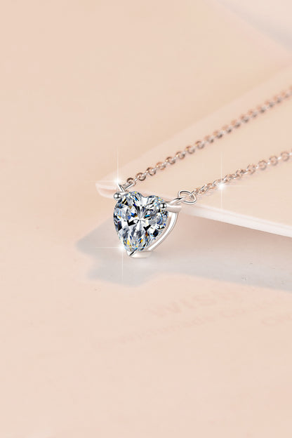 Sterling Silver Women's Necklace Heart-shaped Moissanite 1CT Carat Pendant Fashion Korean