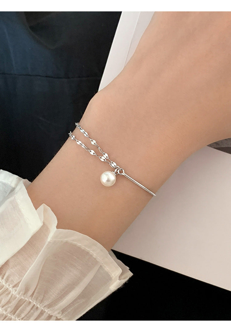 Double Layer Spliced Pearl Bracelet for Women