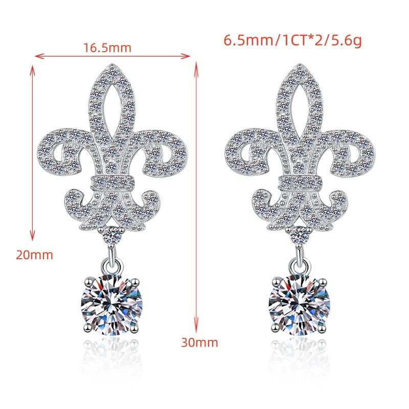 Trident S925 Sterling Silver Earrings for Women, High-end Earrings with 1 Carat D Color Moissanite