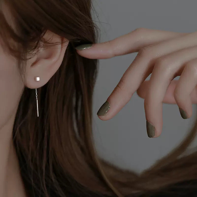 Tassel Square Thread Earrings for Women Niche Design