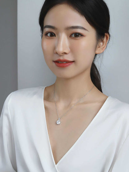 Moissanite Pendant Clavicle Chain Platinum Plated Geometric Square Jewelry Fashion S925 Sterling Silver Necklace for Women