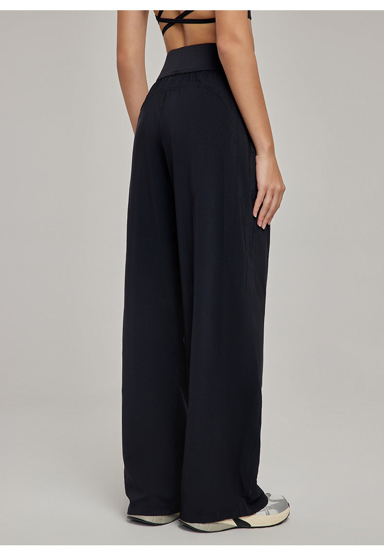 Spring Summer Straight Wide Leg Pants Women's High Waist Slimming Sports Trousers Breathable Draping Loose Casual Yoga Pants