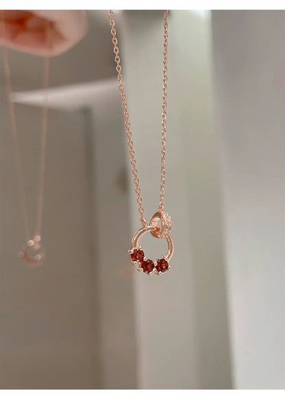 Interlocking Garnet Necklace for Women Chain Jewelry