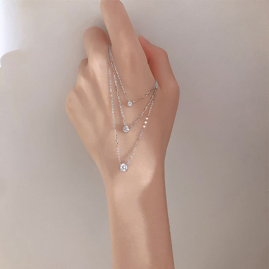 Single Diamond Necklace for Women, Niche Design