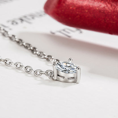 Single Diamond Heart Necklace for Women Student Hear