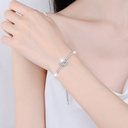 S925 Sterling Silver Bracelet for Women, Colorful Moissanite Star Bracelet