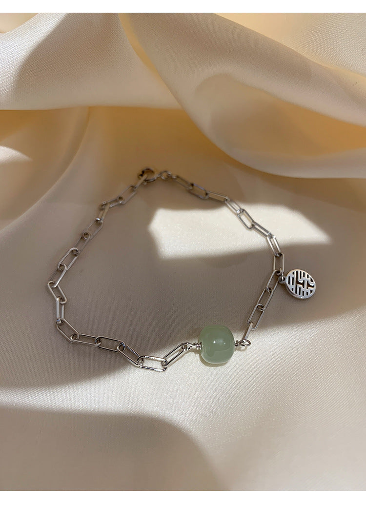 Transshipment Bead Jade Double Happiness Bracelet for Women