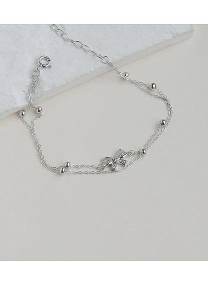 Butterfly Knot Double Layer Bracelet for Women, Ins Style