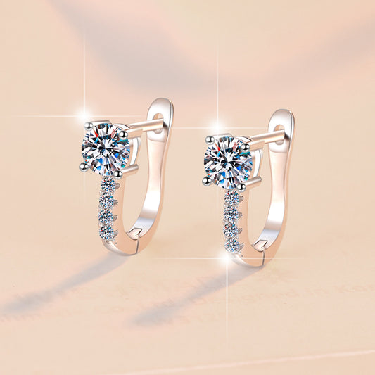 925 Sterling Silver Earring Clasps Pair 1 Carat Fashion Versatile Korean Style Earrings Moissanite Studs