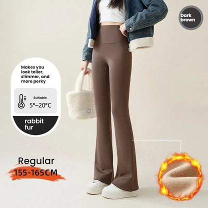 High Waist Flare Leggings Women Winter Fleece Lined Tummy Control Butt Lift Yoga Pants Stretchy Casual Bootcut Palazzo Trousers
