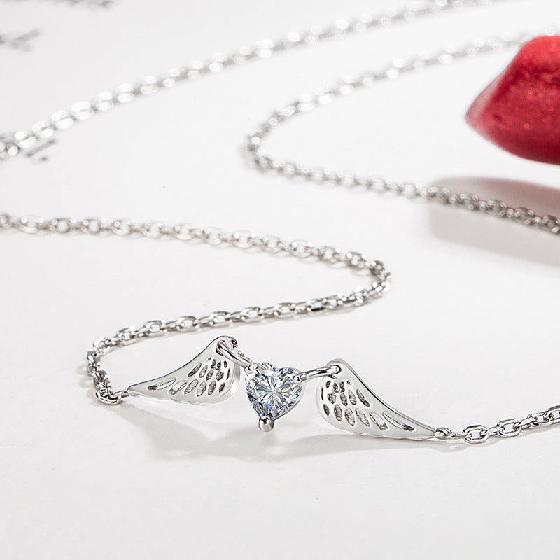 Angel Wings Heart-Shaped Necklace for Women