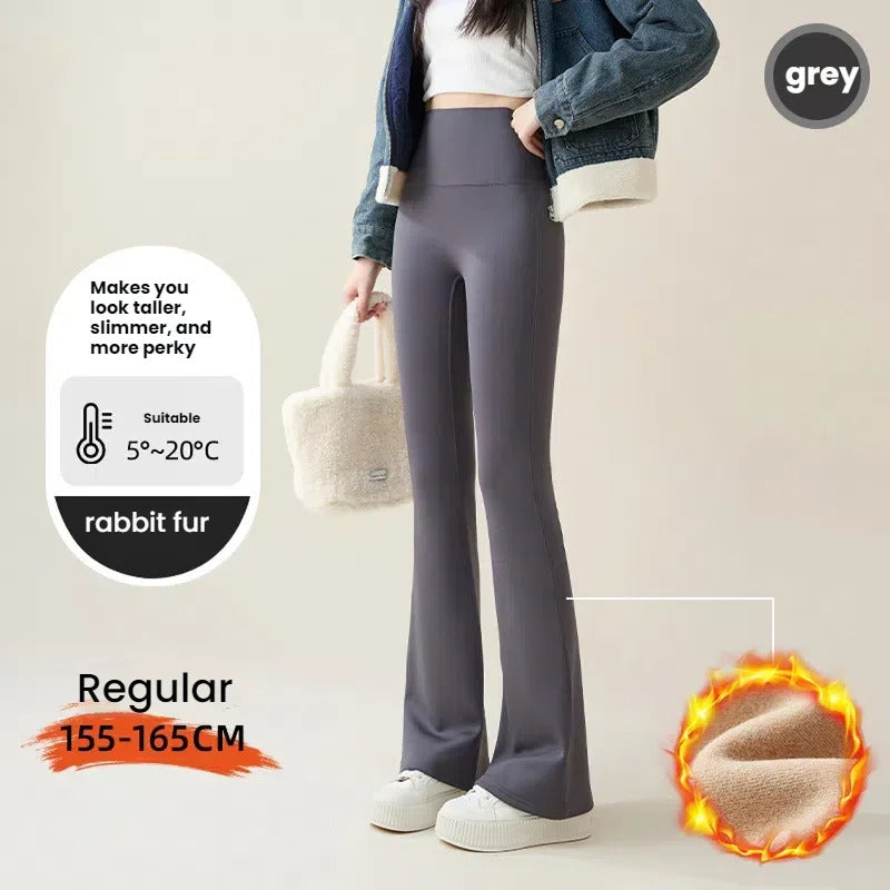 High Waist Flare Leggings Women Winter Fleece Lined Tummy Control Butt Lift Yoga Pants Stretchy Casual Bootcut Palazzo Trousers