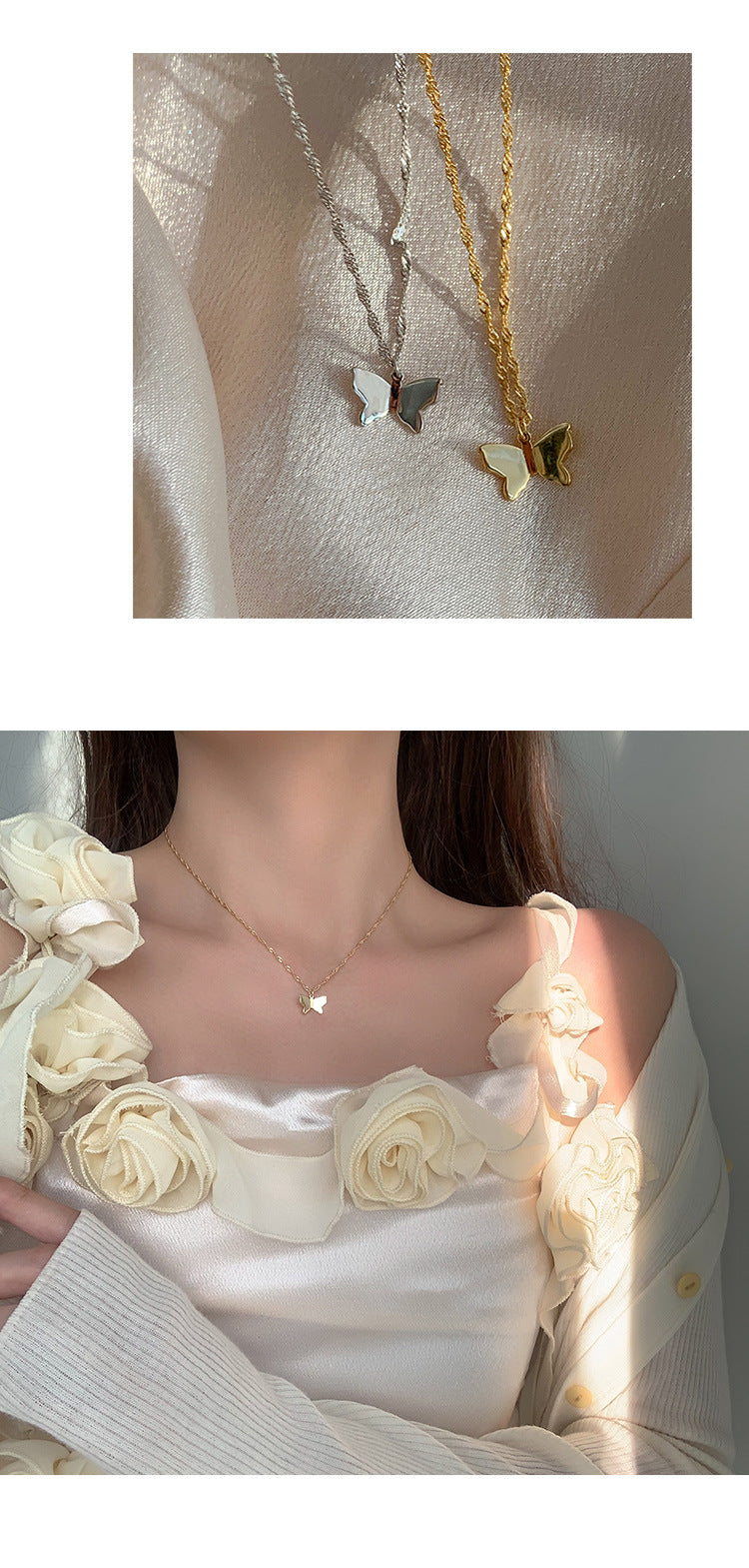 Woven Chain Butterfly Necklace Female Clavicle Chain Niche Design