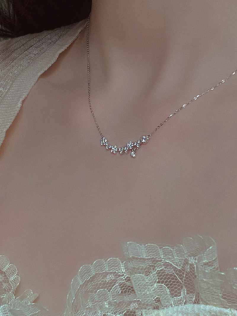 Full Diamond Galaxy Smile Shooting Star Necklace for Women