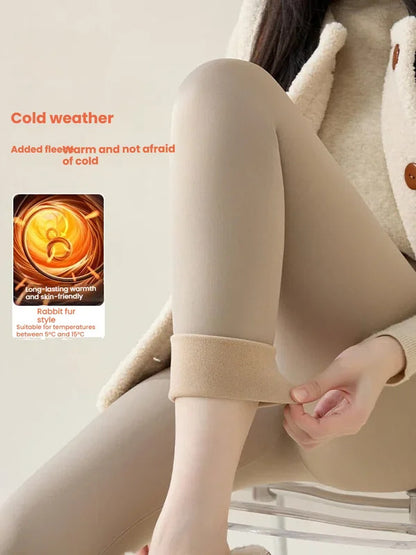 New Winter Thermal Fleece Lined Leggings Women's Outdoor Wear Thickened Plush Trousers Cold Weather Warm Pants woman clothing