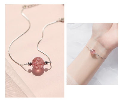 Strawberry Crystal Bracelet Women's High-end Niche Design