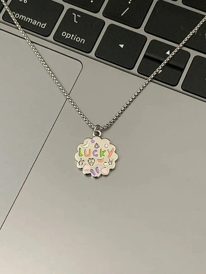 Lucky Flower Letter Lucky Necklace for Women Chain Pendant Wholesale
