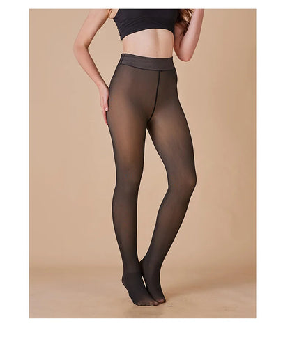 Women's Thermal Tights High Quality Transparent Skin Feeling Fleece Lined Winter Leggings Plus Size Opaque Pantyhose For Outdoor