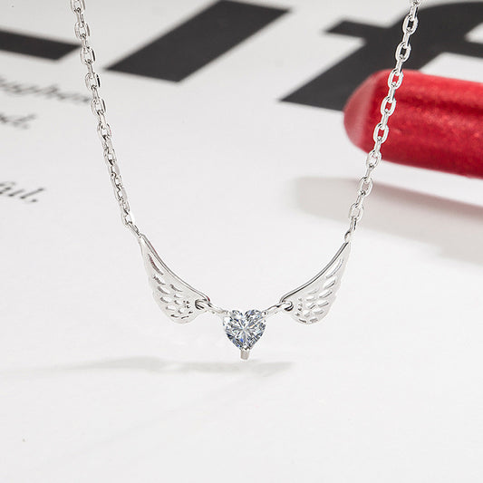 Angel Wings Heart-Shaped Necklace for Women