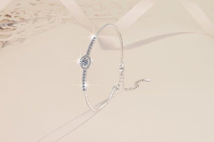 Moissanite Bracelet Plated PT950 Round Gra Elegant Live Streaming Manufacturer Wholesale Cross-Border Bracelet S925 Sterling Silver Bangle