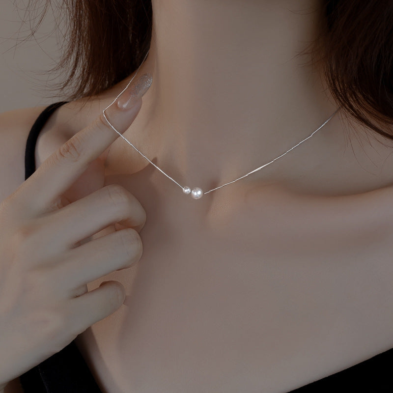 Two Pearl Necklace for Women Fashion Simple Light Luxury Niche Design