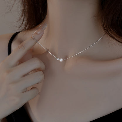 Two Pearl Necklace for Women Fashion Simple Light Luxury Niche Design