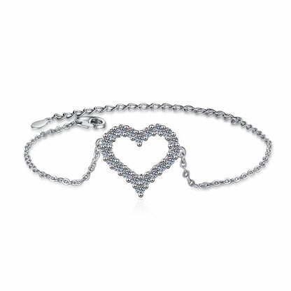 Korean Version Moissanite Bracelet S925 Sterling Silver Jewelry Heart-shaped Set Fashion Sweet Bracelet