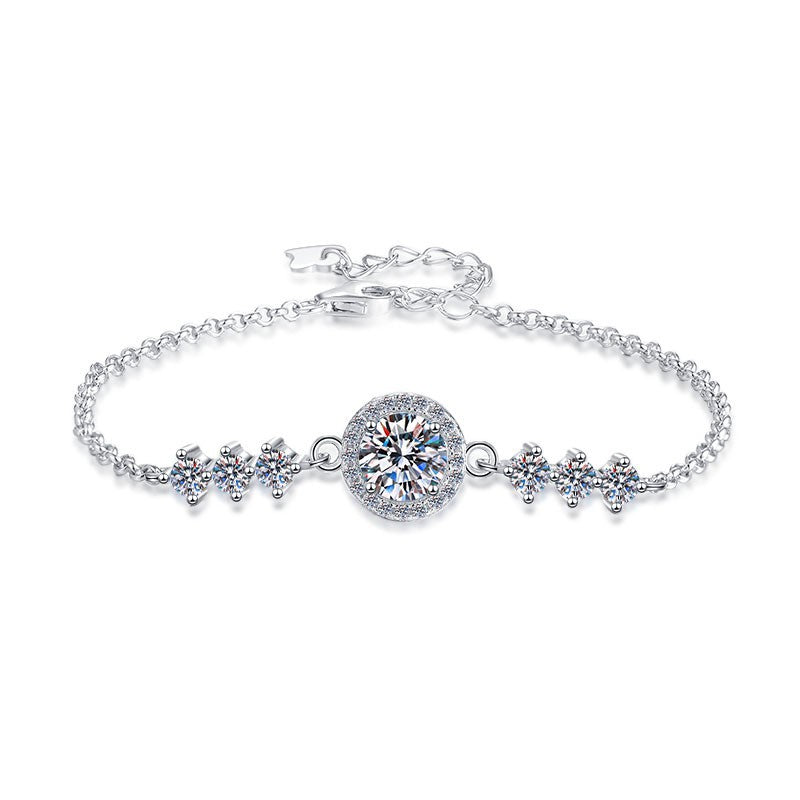 S925 Silver Bracelet GRA Moissanite 1 Carat Bracelet