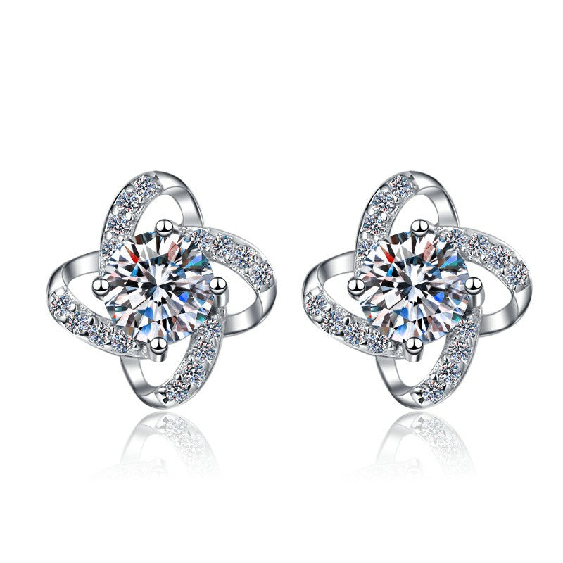 S925 Sterling Silver Earrings Exquisite Windmill Chanel Style Earrings GRA Moissanite Earrings