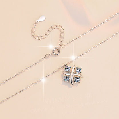 New 925 Sterling Silver Necklace Cross Small Gold Plated Pt950 High-end Light Luxury Collarbone Chain