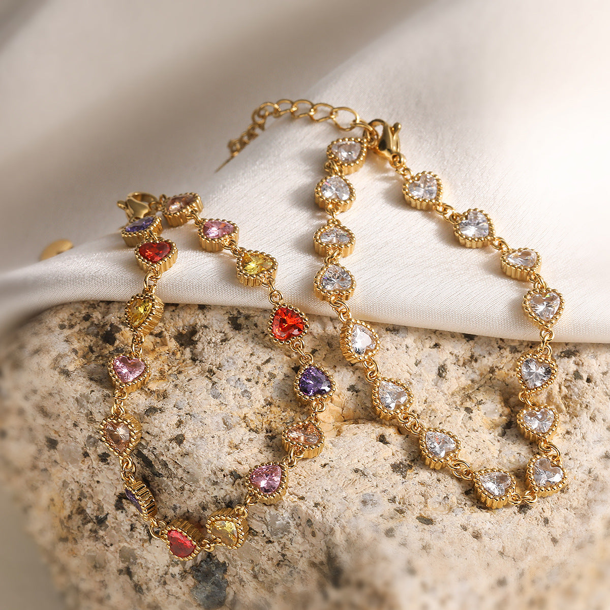 Niche High-End Versatile Fashionable Luxury Heart Zircon Stainless Steel Bracelet for Women