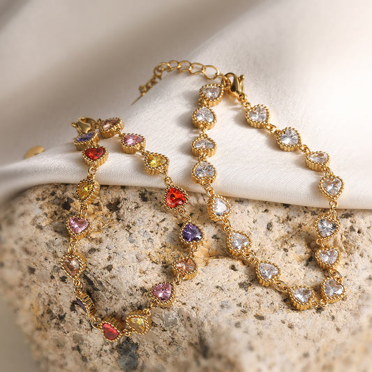 Niche High-End Versatile Fashionable Luxury Heart Zircon Stainless Steel Bracelet for Women