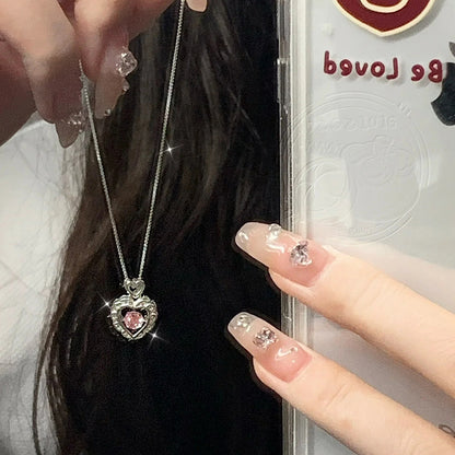 Smart Pink Diamond Heart Necklace for Women Wholesale